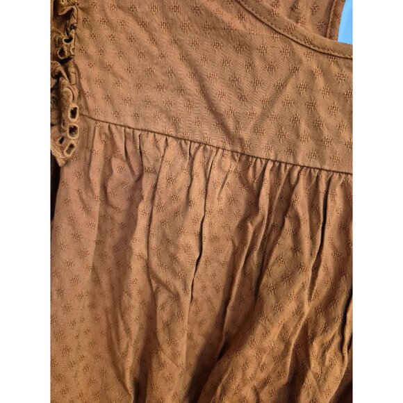 Women's Ruffle Long Sleeve Ruffle Dress - Universal Thread Brown Large - Picture 3 of 7